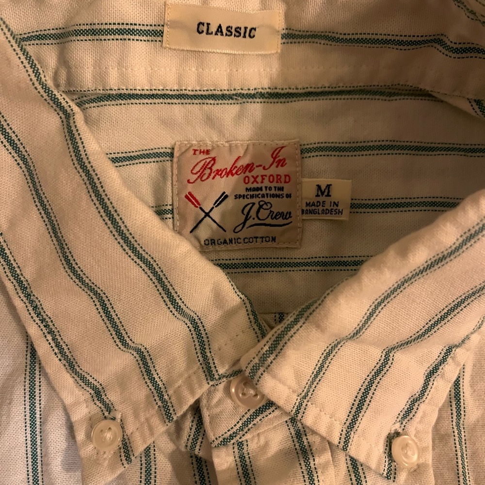 J. Crew Classic Oxford with Green Stripes